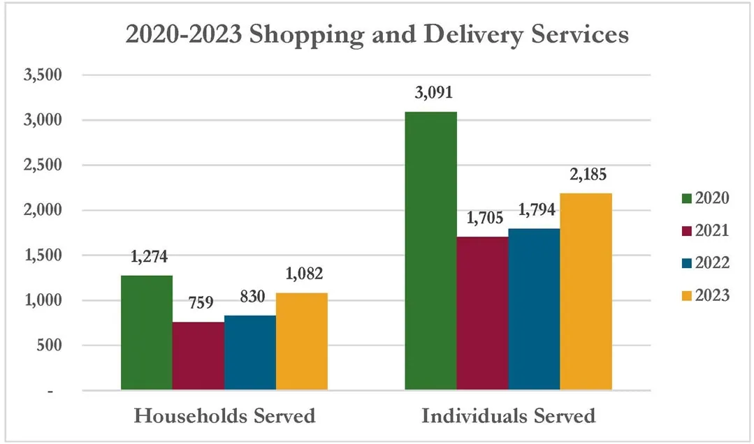 2020-2023 Shopping and Delivery Services Graph depiction. Text follows.