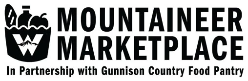 Logo that reads, "Mountaineer Marketplace in Partnership with Gunnison Country Food Pantry."