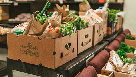 Boxes of Food ready for pickup.